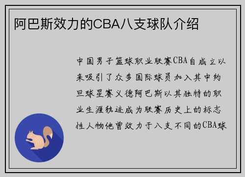 阿巴斯效力的CBA八支球队介绍